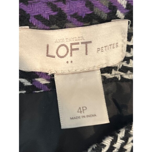 Loft Petite 4P Purple Black Plaid Mini Skirt Tweed Fall Workwear - Picture 11 of 12